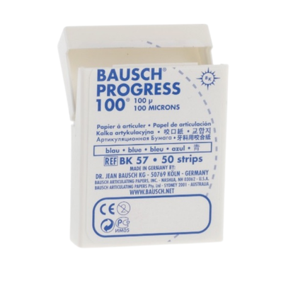 Артикуляционная бумага Bausch BK 57 - прямая, синяя (100мкм, 50шт), Bausch / Германия