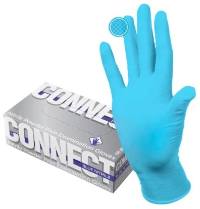 Перчатки CONNECT BLUE NITRILE нитриловые, M  текстурированные   (50пар)